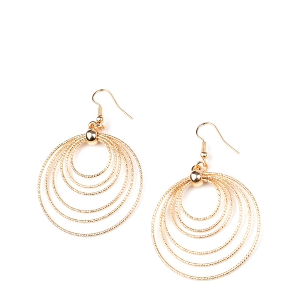 Elliptical Elegance Gold Earrings - Picture 1 of 2